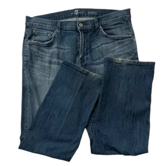 For All Seven Mankind Austyn Jeans Mens 36 Whiskers Stretch Mid Wash Streetwear - Picture 3 of 12